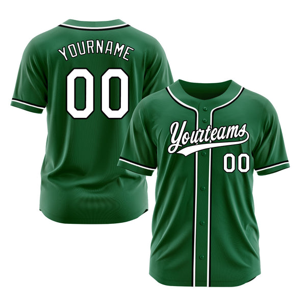 Custom Kelly Green White-Black Classic Style Authentic Sports Baseball Jersey