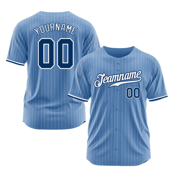 Custom Light Blue White Pinstripe Royal-White Classic Style Authentic Sports Baseball Jersey