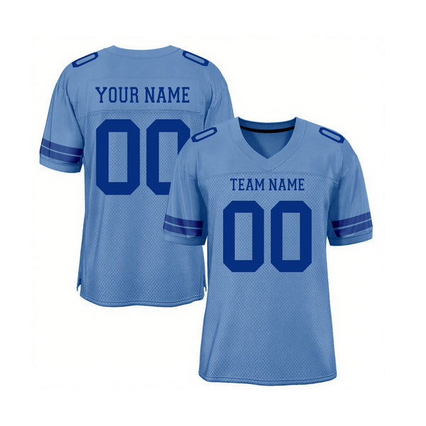 Custom Light Blue Royal Mesh Classic Style Authentic Sports Football Jersey