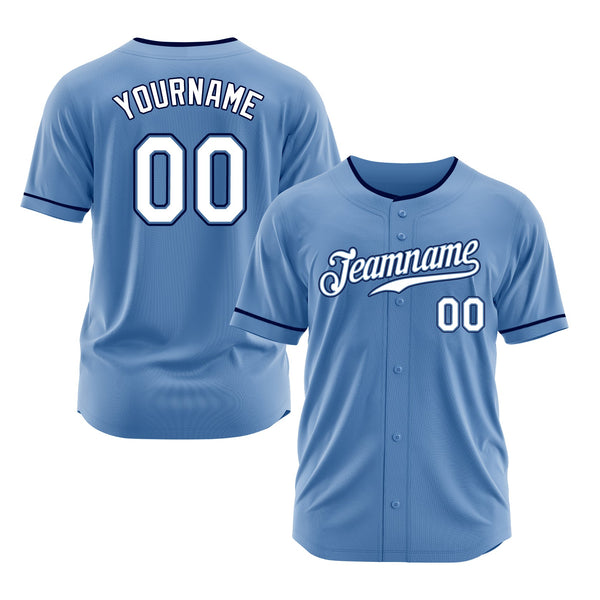 Custom Light Blue White-Navy Classic Style Authentic Sports Baseball Jersey