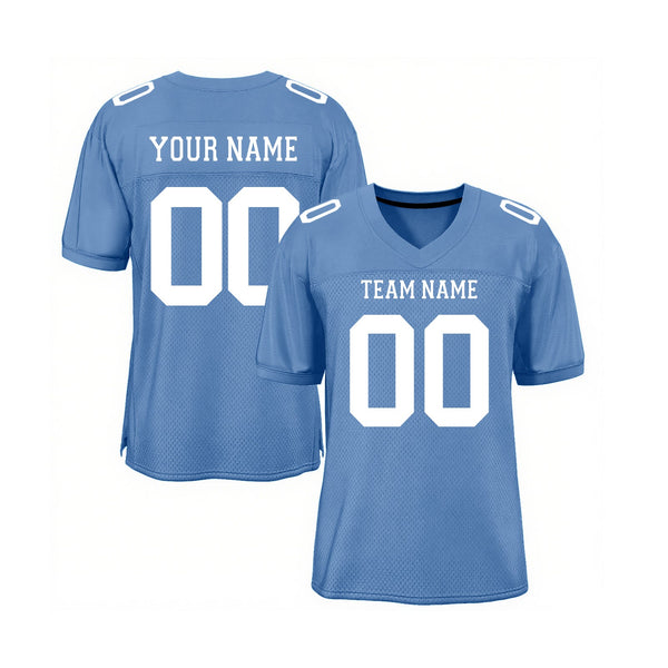 Custom Light Blue White Mesh Classic Style Authentic Sports Football Jersey
