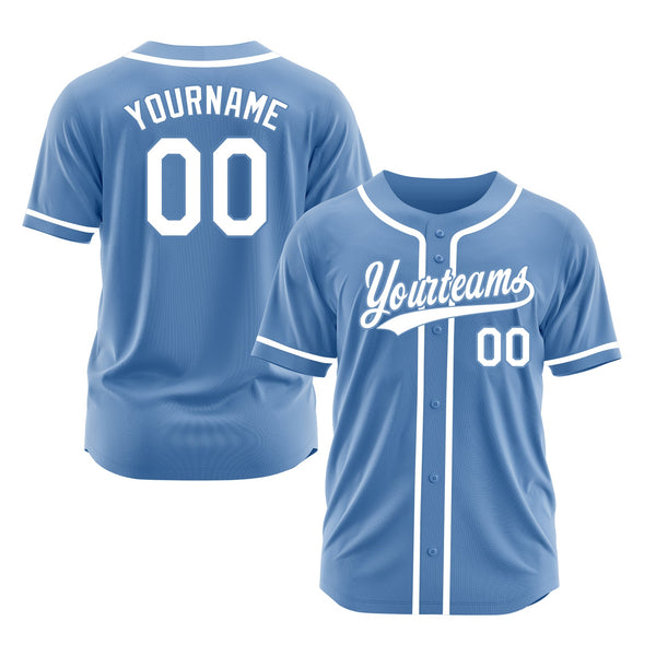 Custom Light Blue White Classic Style Authentic Sports Baseball Jersey