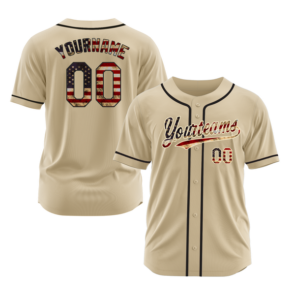 Custom Sand Vintage USA Flag-Black Classic Style Authentic Sports Baseball Jersey