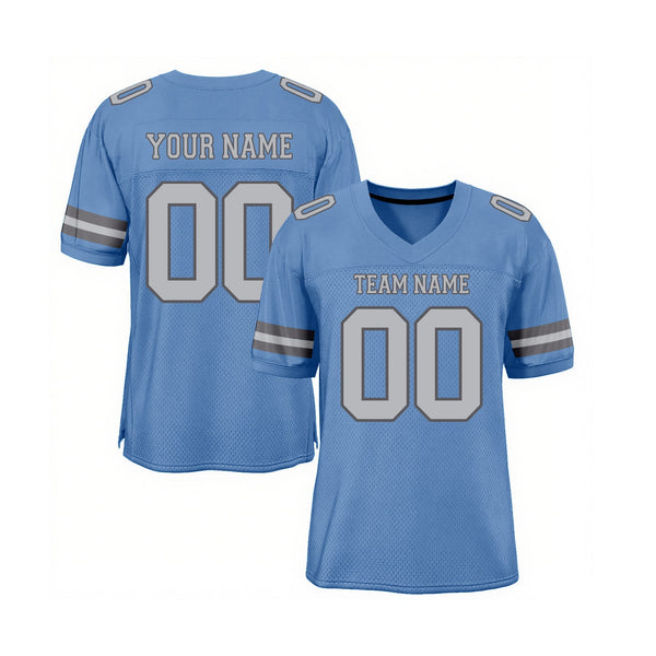 Custom Light Blue Gray-Steel Gray Mesh Classic Style Authentic Sports Football Jersey