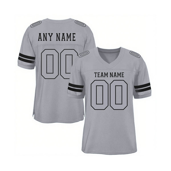 Custom Light Gray Gray-Black Mesh Classic Style Authentic Sports Football Jersey