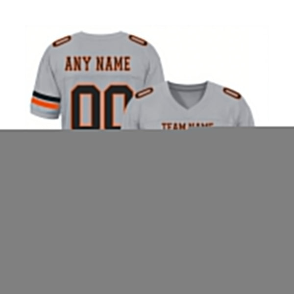 Custom Light Gray Black-Orange Mesh Classic Style Authentic Sports Football Jersey