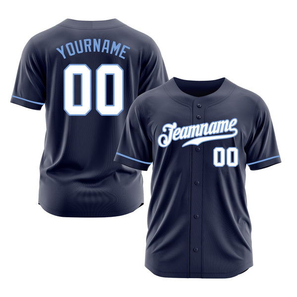 Custom Navy White-Light Blue Classic Style Authentic Sports Baseball Jersey