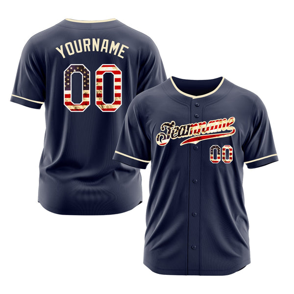 Custom Navy Vintage USA Flag-Cream Classic Style Authentic Sports Baseball Jersey