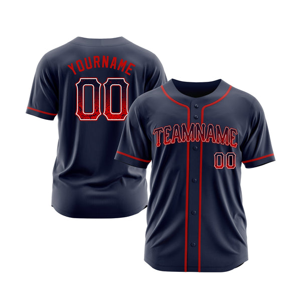 Custom Navy Red-White Drift Fashion Classic Style Authentic Sports Baseball Jersey