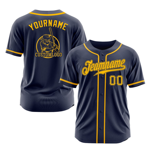 Custom Navy Gold Classic Style Authentic Sports Baseball Jersey