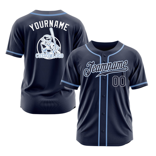 Custom Navy White-Light Blue Classic Style Authentic Sports Baseball Jersey
