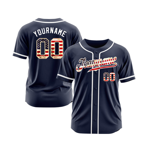 Custom Navy Vintage USA Flag-White Classic Style Authentic Sports Baseball Jersey