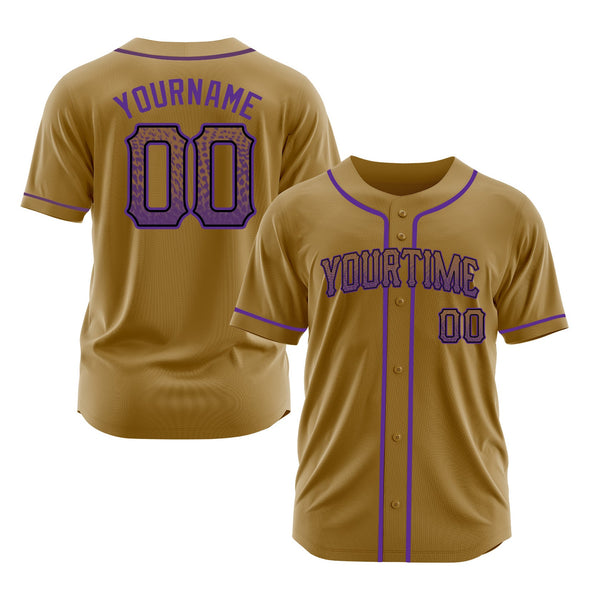 Custom Old Gold Purple-Black Classic Style Authentic Sports Baseball Jersey