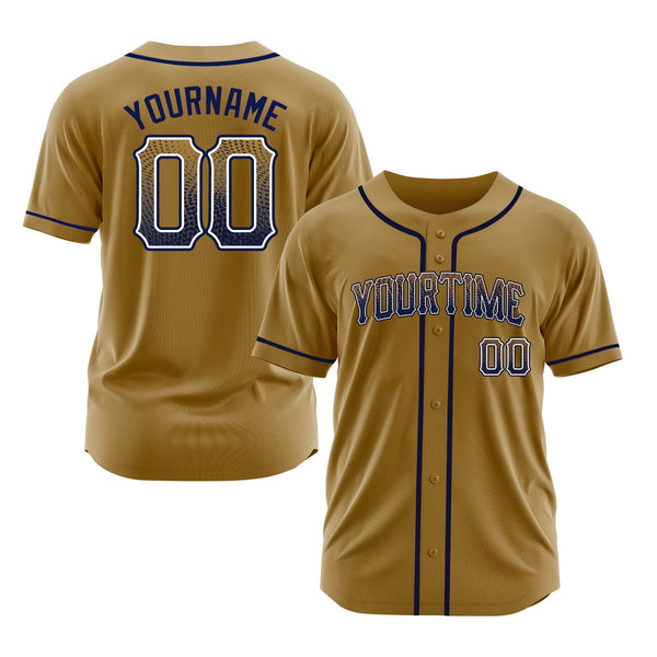Custom Old Gold Navy-White Classic Style Authentic Drift Fashion Sports Baseball Jersey