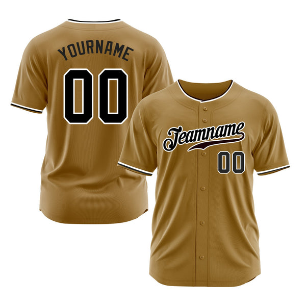 Custom Old Gold Black-White Classic Style Authentic Sports Baseball Jersey