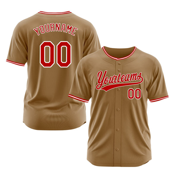 Custom Old Gold Red-White Classic Style Authentic Sports Baseball Jersey