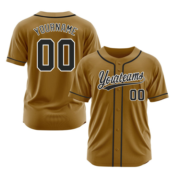 Custom Old Gold Black-White Classic Style Authentic Sports Baseball Jersey
