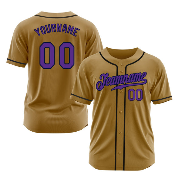 Custom Old Gold Purple-Black Classic Style Authentic Sports Baseball Jersey