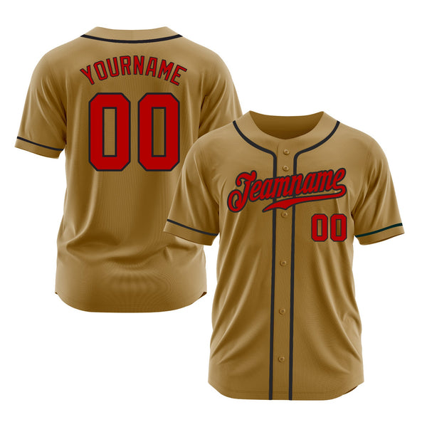 Custom Old Gold Red-Black Classic Style Authentic Sports Baseball Jersey