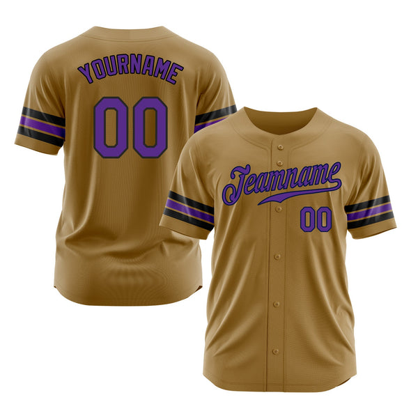 Custom Old Gold Purple-Black Classic Style Authentic Sports Baseball Jersey