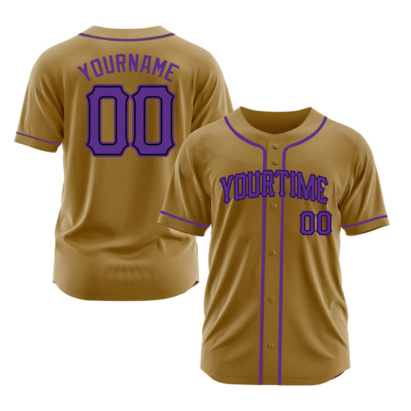Custom Old Gold Purple-Black Classic Style Authentic Sports Baseball Jersey