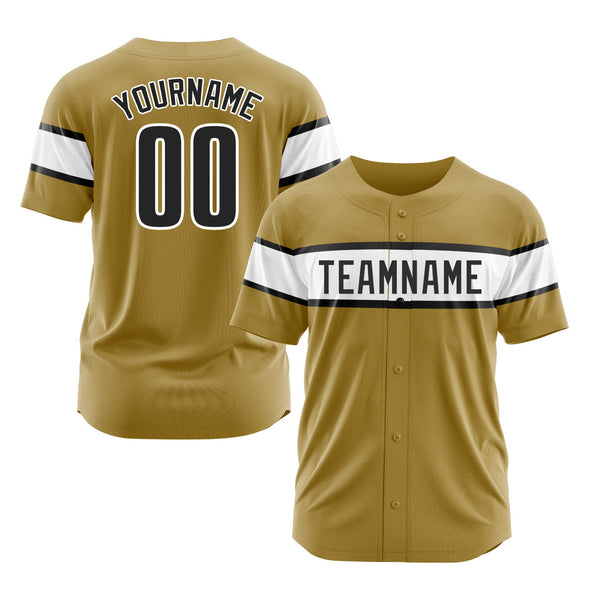 Custom Old Gold Black-White Classic Style Authentic Sports Baseball Jersey