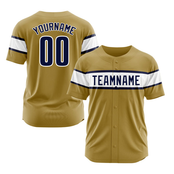 Custom Old Gold Navy-White Classic Style Authentic Sports Baseball Jersey
