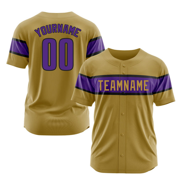 Custom Old Gold Purple-Black Classic Style Authentic Sports Baseball Jersey