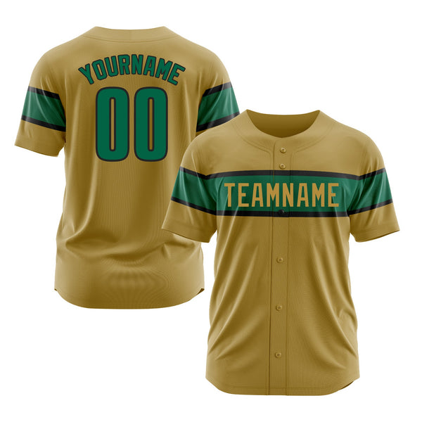 Custom Old Gold Kelly Green-Black Classic Style Authentic Sports Baseball Jersey