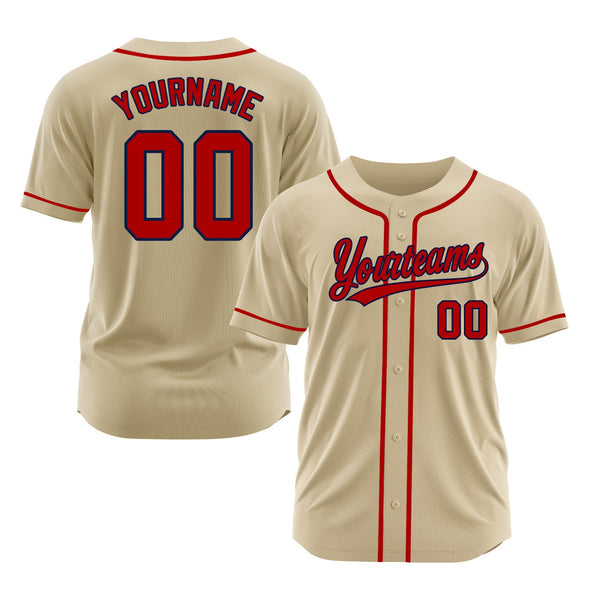 Custom Sand Red-Navy Classic Style Authentic Sports Baseball Jersey