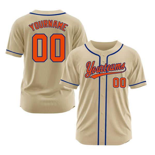 Custom Sand Orange-Royal Classic Style Authentic Sports Baseball Jersey