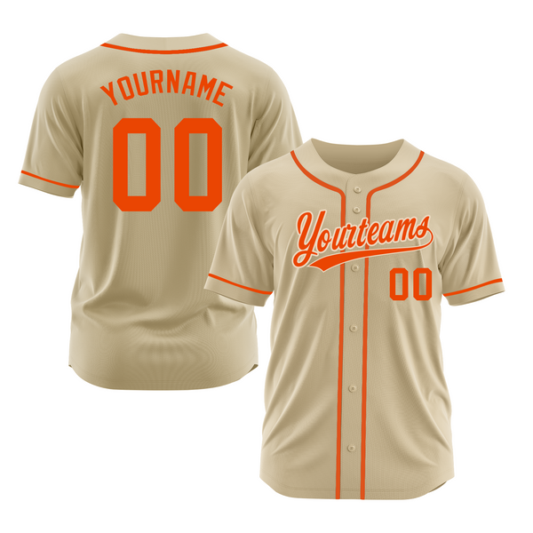 Custom Sand Orange Classic Style Authentic Sports Baseball Jersey