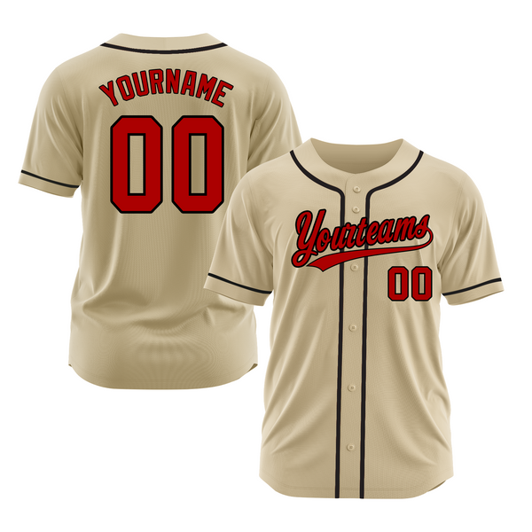 Custom Sand Red-Black Classic Style Authentic Sports Baseball Jersey