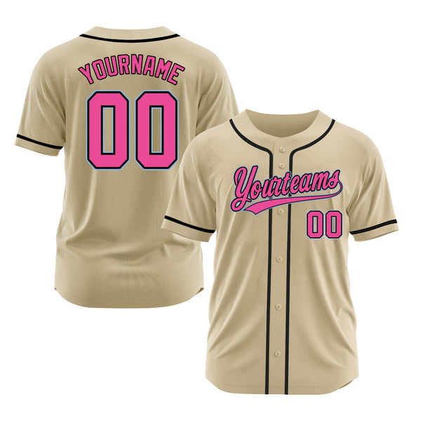 Custom Sand Pink Black-Light Blue Classic Style Authentic Sports Baseball Jersey