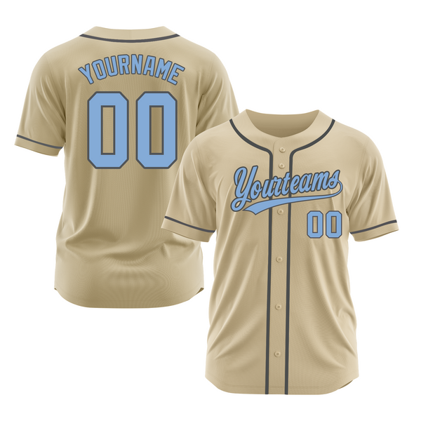 Custom Sand Light Blue-Steel Gray Classic Style Authentic Sports Baseball Jersey