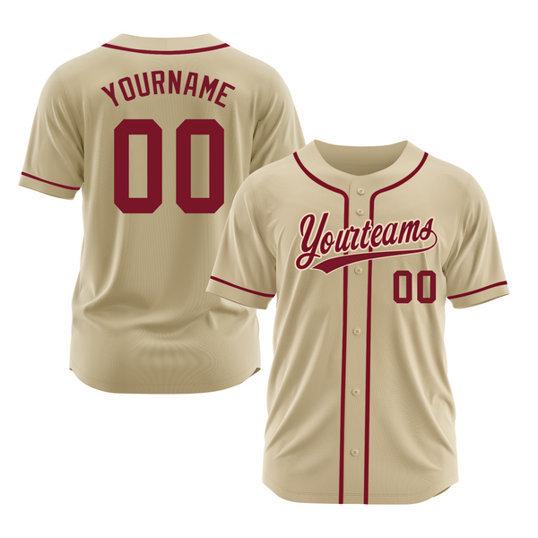 Custom Sand Crimson Classic Style Authentic Sports Baseball Jersey