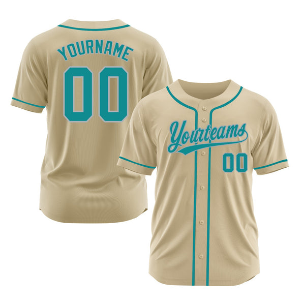 Custom Sand Teal-Gray Classic Style Authentic Sports Baseball Jersey