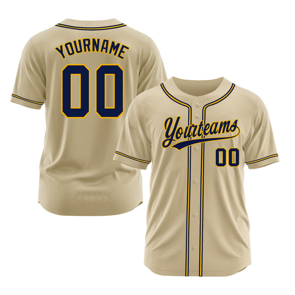 Custom Sand Navy-Gold Classic Style Authentic Sports Baseball Jersey