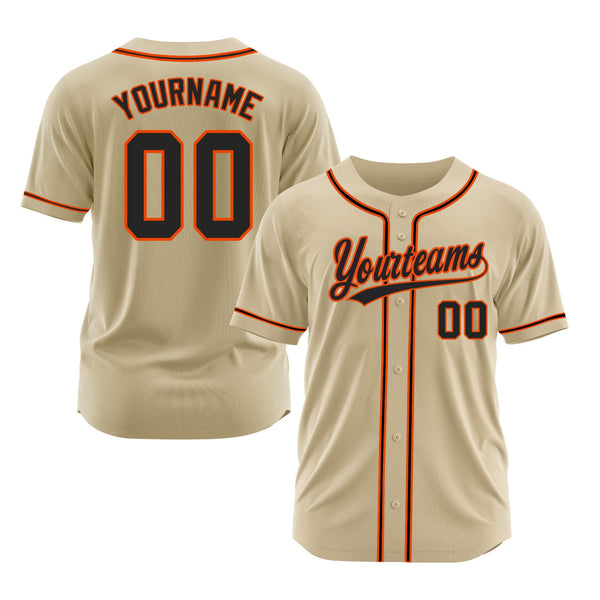 Custom Sand Black-Orange Classic Style Authentic Sports Baseball Jersey