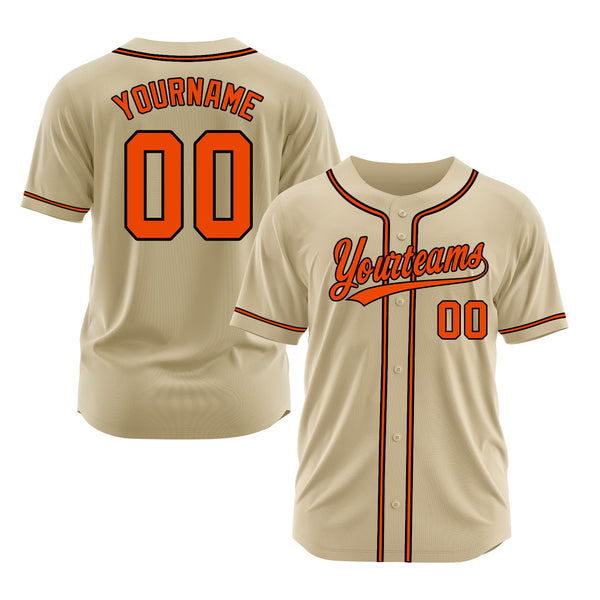 Custom Sand Orange-Black Classic Style Authentic Sports Baseball Jersey