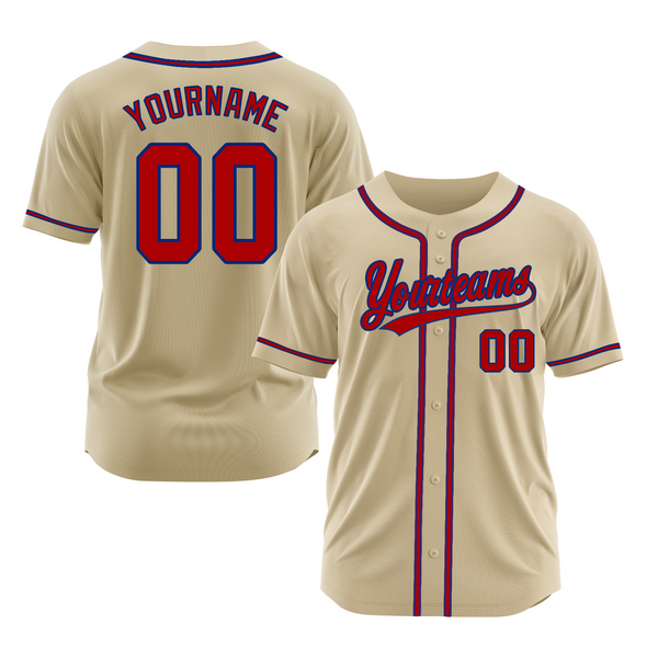 Custom Sand Red-Royal Classic Style Authentic Sports Baseball Jersey