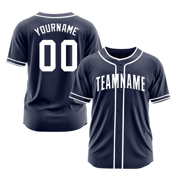Custom Navy White Classic Style Authentic Sports Baseball Jersey