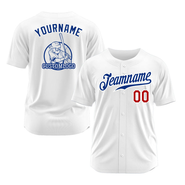 Custom White Red-Royal Classic Style Authentic Sports Baseball Jersey