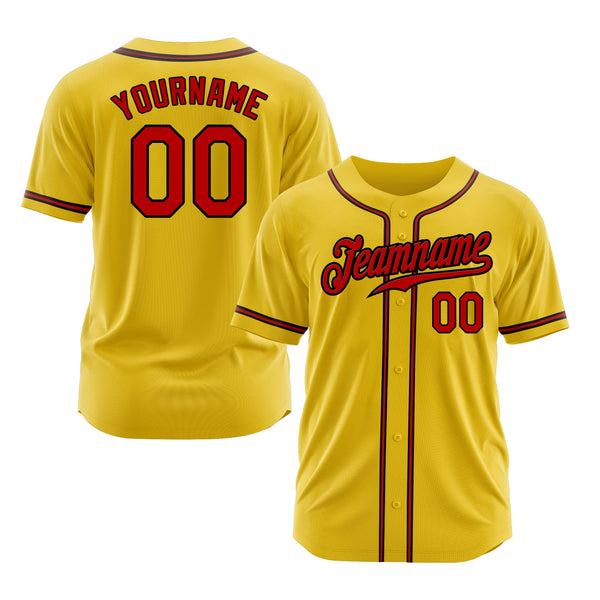 Custom Yellow Red-Black Classic Style Authentic Sports Baseball Jersey