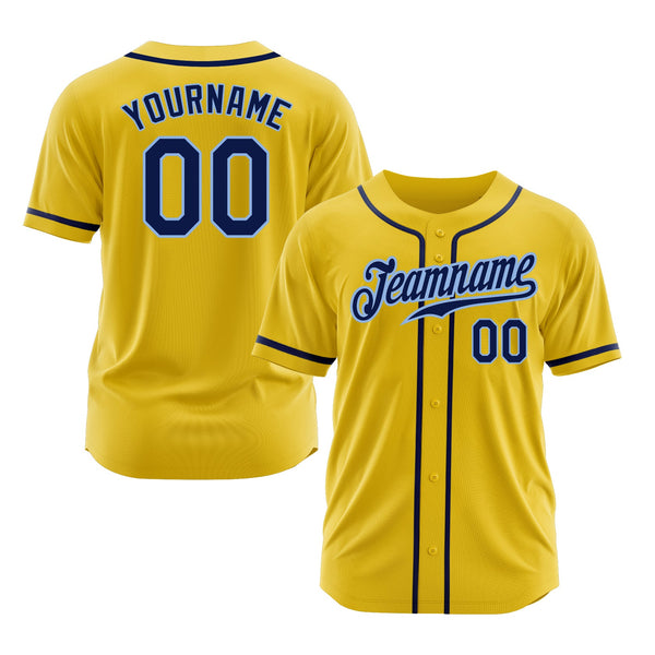 Custom Yellow Navy-Light Blue Classic Style Authentic Sports Baseball Jersey