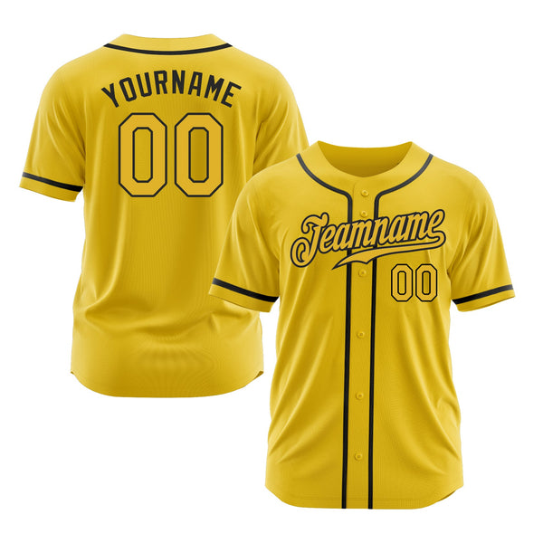 Custom Yellow Gold-Black Classic Style Authentic Sports Baseball Jersey