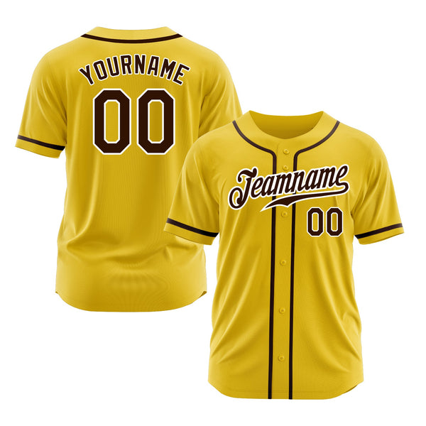 Custom Yellow Brown-White Classic Style Authentic Sports Baseball Jersey