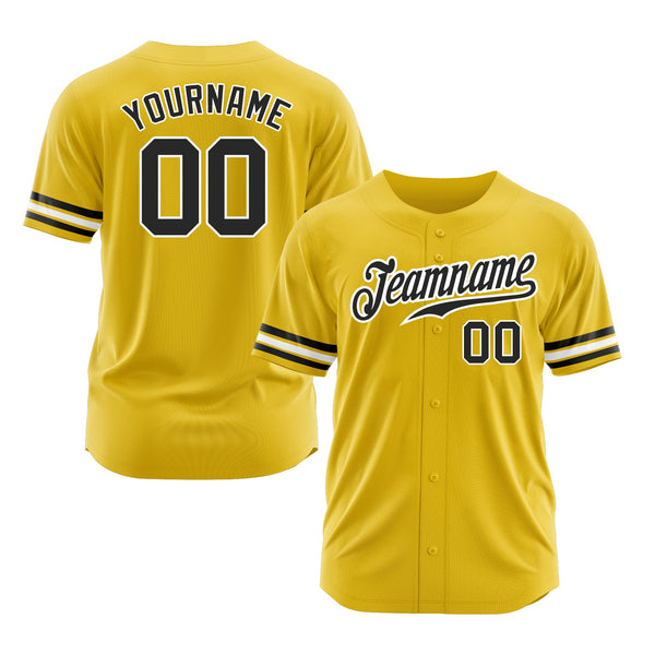 Custom Yellow Black-White Classic Style Authentic Sports Baseball Jersey