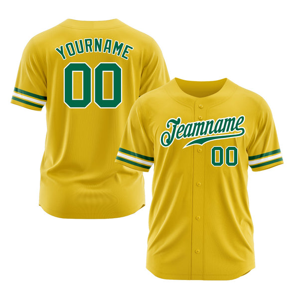 Custom Yellow Kelly Green-White Classic Style Authentic Sports Baseball Jersey